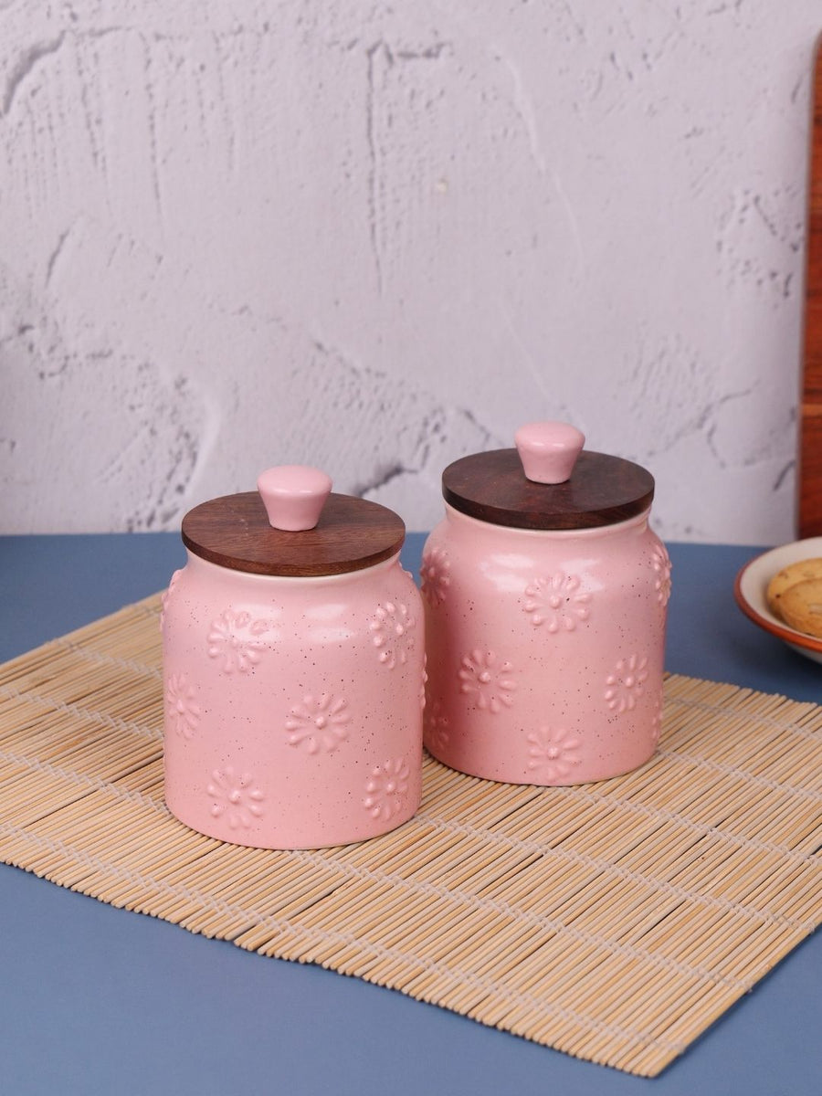 Glass Jar with Lid & Hand-Blown Shrimp Handle, Pink
