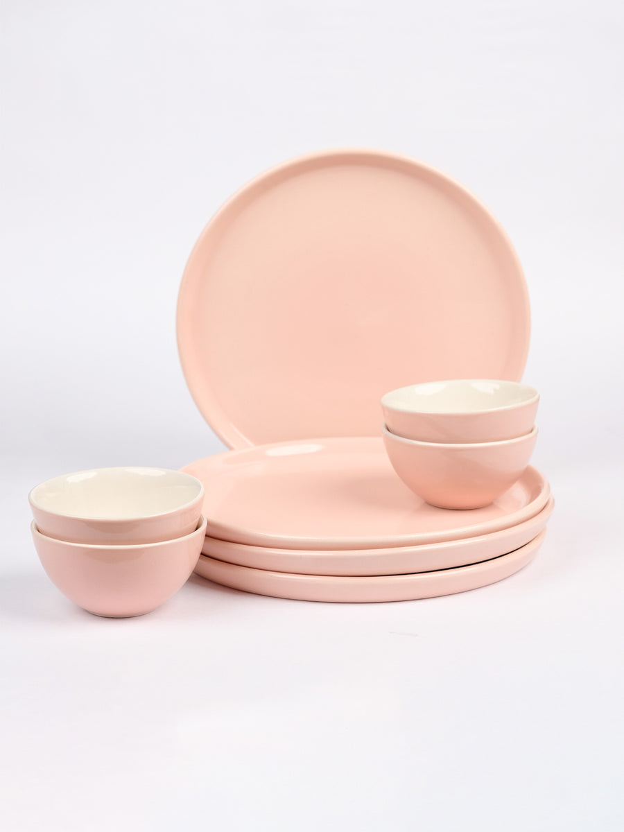 Neerja Pastel Pink 8 Piece Ceramic Dinner Set – VarEesha