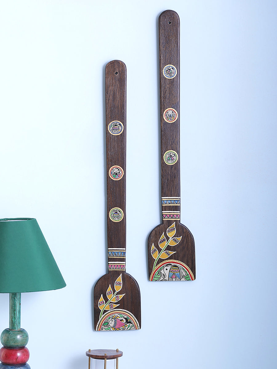 Hand Painted Spatula Wall Hanging Set with Madhubani art work VarEesha