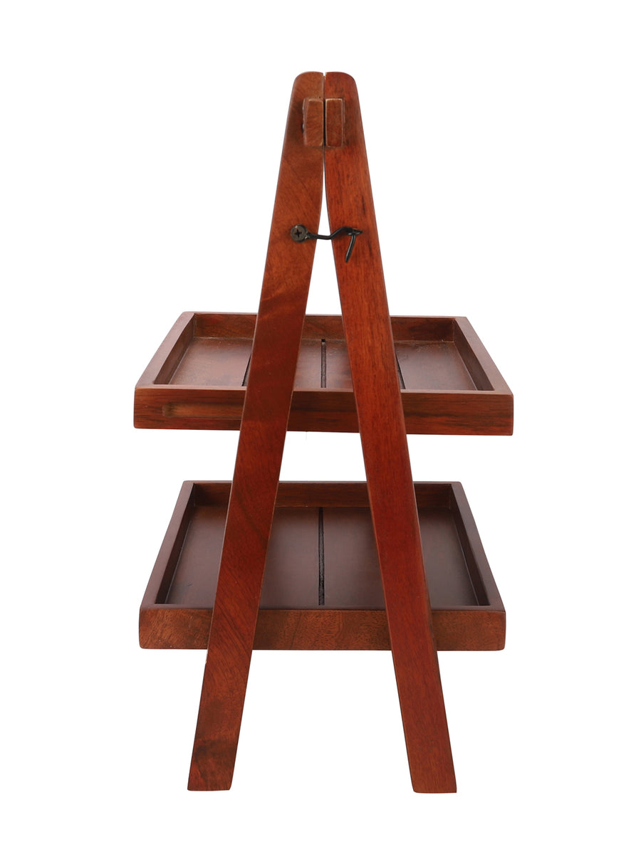 VarEesha Mahogany Wood Multipurpose Two Shelf Tray Rack/ Kitchen Organizer