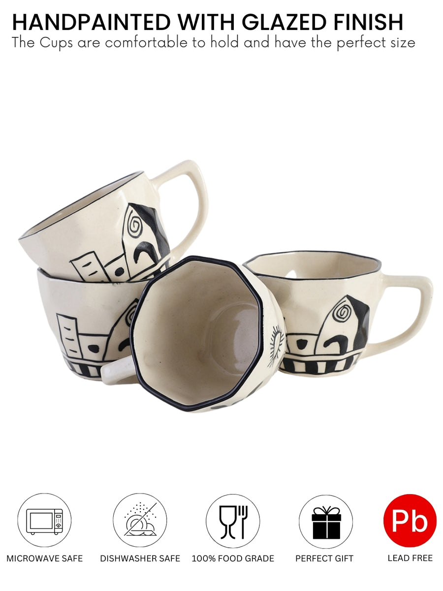 VarEesha SideShow Hand-made Black Desert Scene Off-white Ceramic Coffee ...